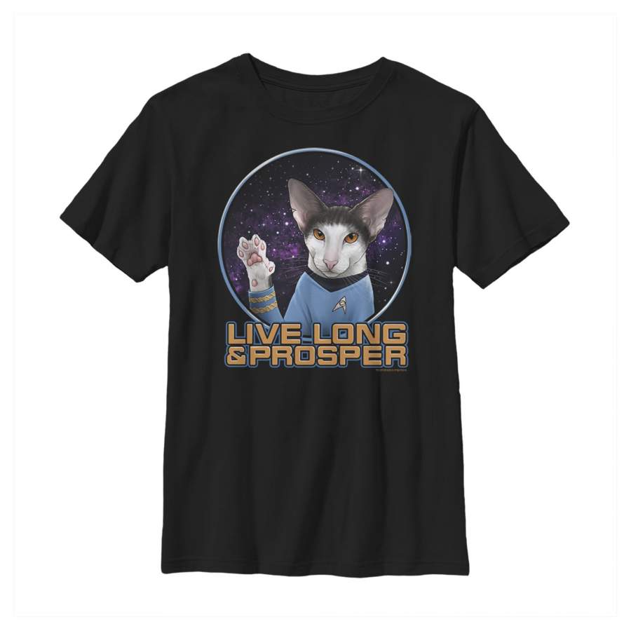 Star Trek Boy’s Live Prosper Cat  T Shirt