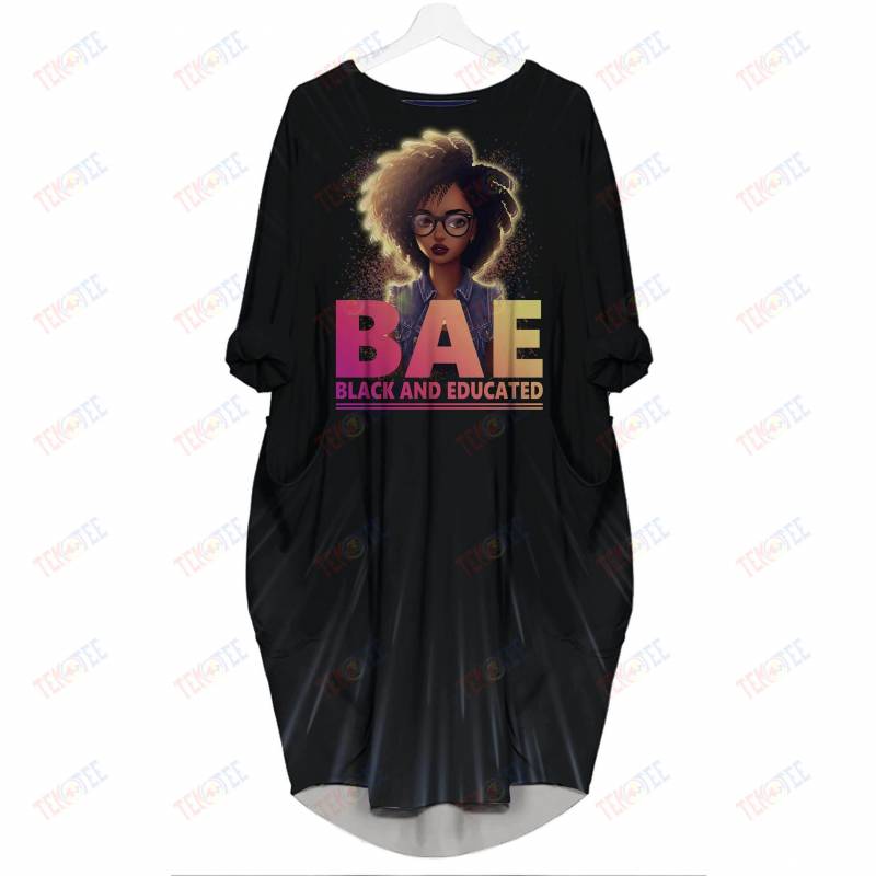 Temotee African Dress 33 – BAE Black And Educated 3D Dress for Melanin Women Afro Girl Shirt African American Woman Gift Idea TMT8588