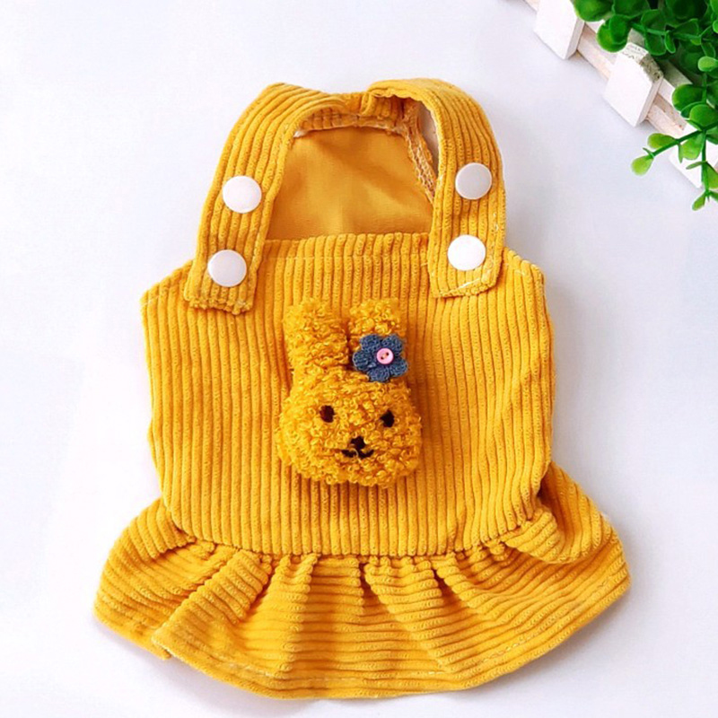 Pet Clothes Dog Princess Dress Corduroy Vest Small Dog Puppy Cat Skirt Autumn Winter Pet Cute Costume Pet Clothes Jacket Dress alx