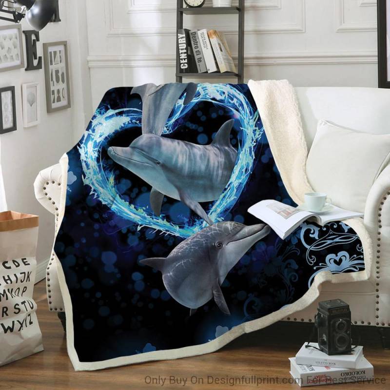 DOLPHIN – FLEECE BLANKET – WE LOVE DOLPHIN Fleece Blanket