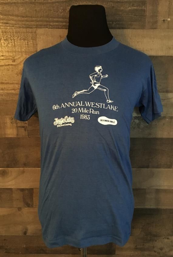 Vintage 80S Westlake California 6Th Annual 20 Mile Run 1983 Running Race Blue Shirt Vintage 80S Marathon Shirt