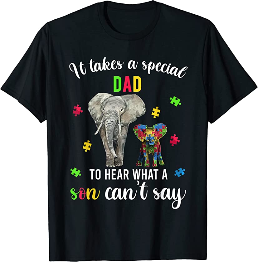 Autism Awareness Family Support Shirts, Autism Dad Elephants T-Shirt