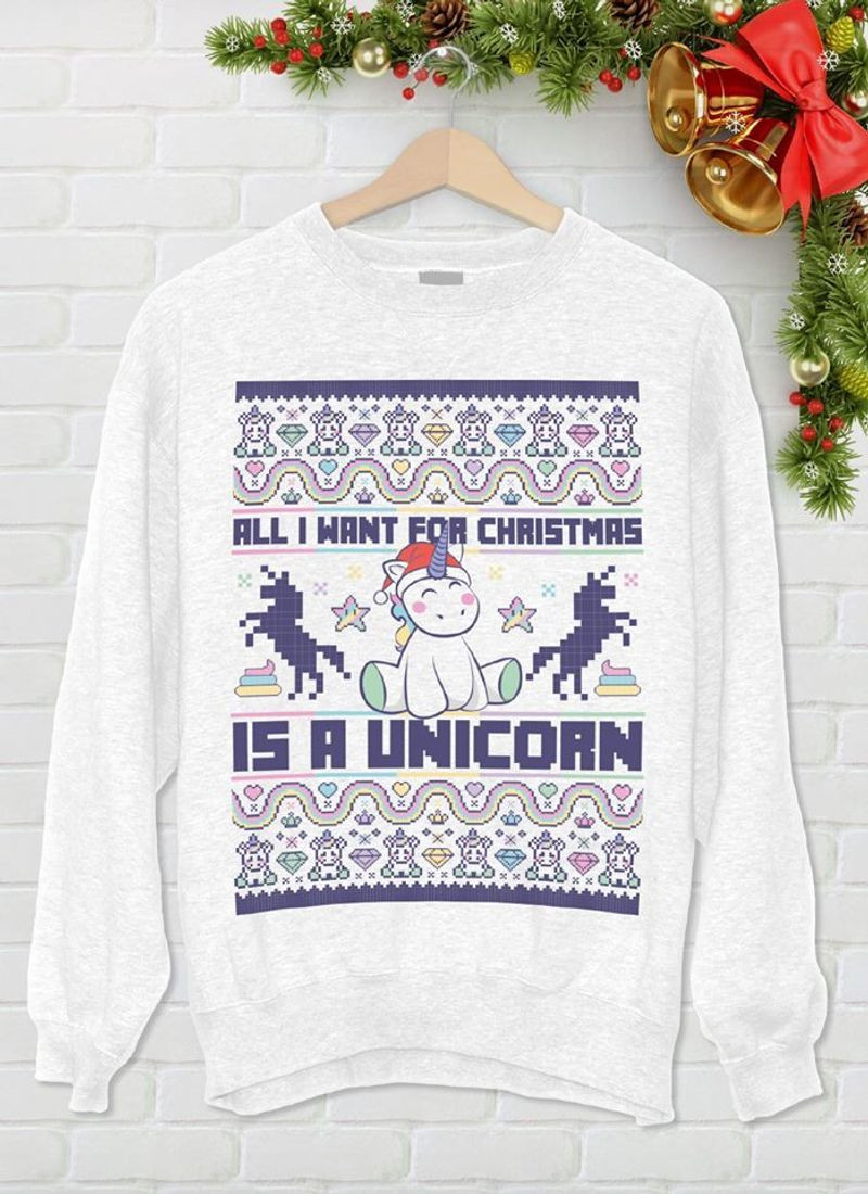 all i want for christmas is a unicorn  sweater grey c2