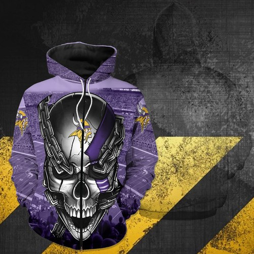 Minnesota Vikings Meta Skull 58 Unisex 3D Hoodie Gift For Fans