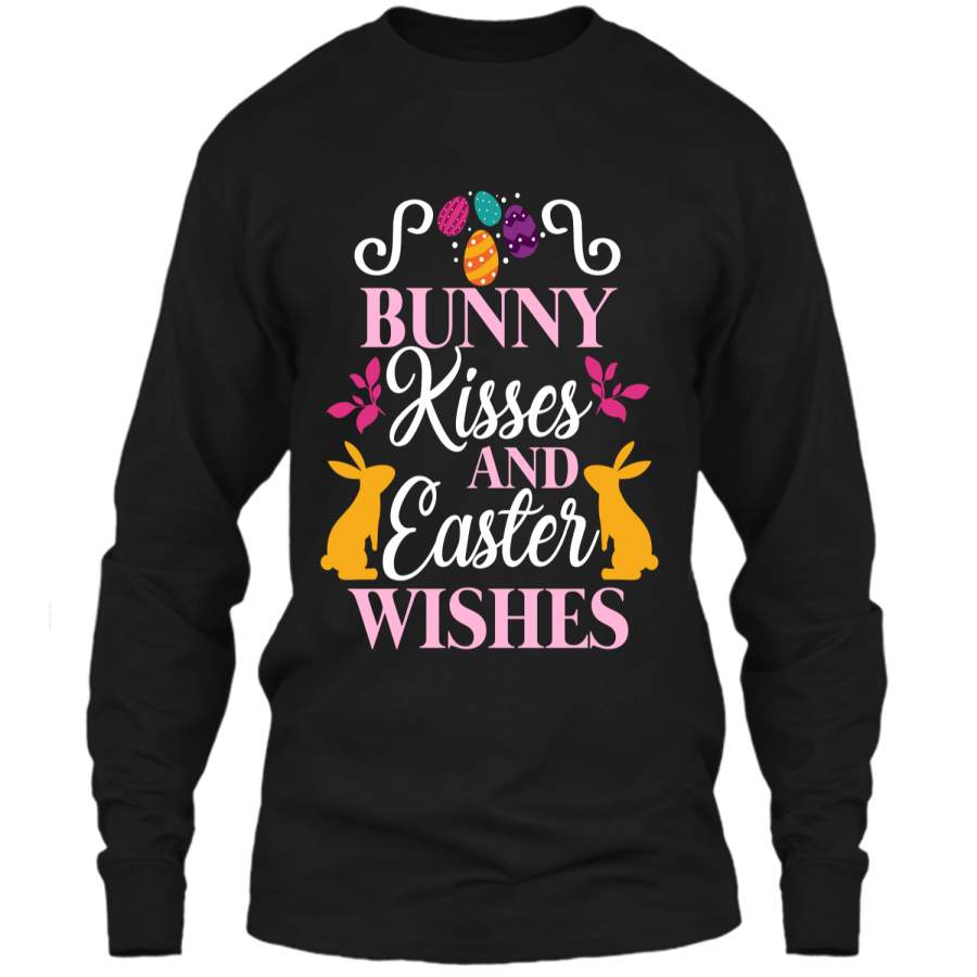 Bunny Kisses And Easter Wishes Cute Easter T-Shirt LS Ultra Cotton Tshirt