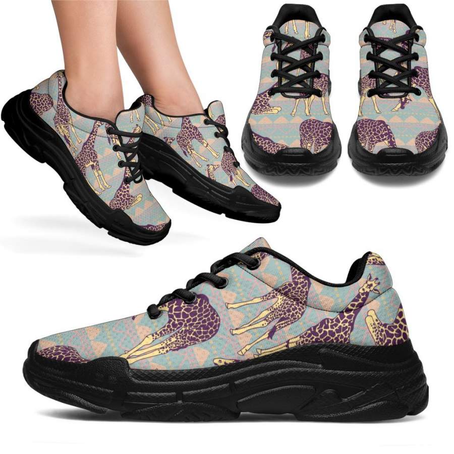 Aztec Giraffe Pattern Print Chunky Sneakers