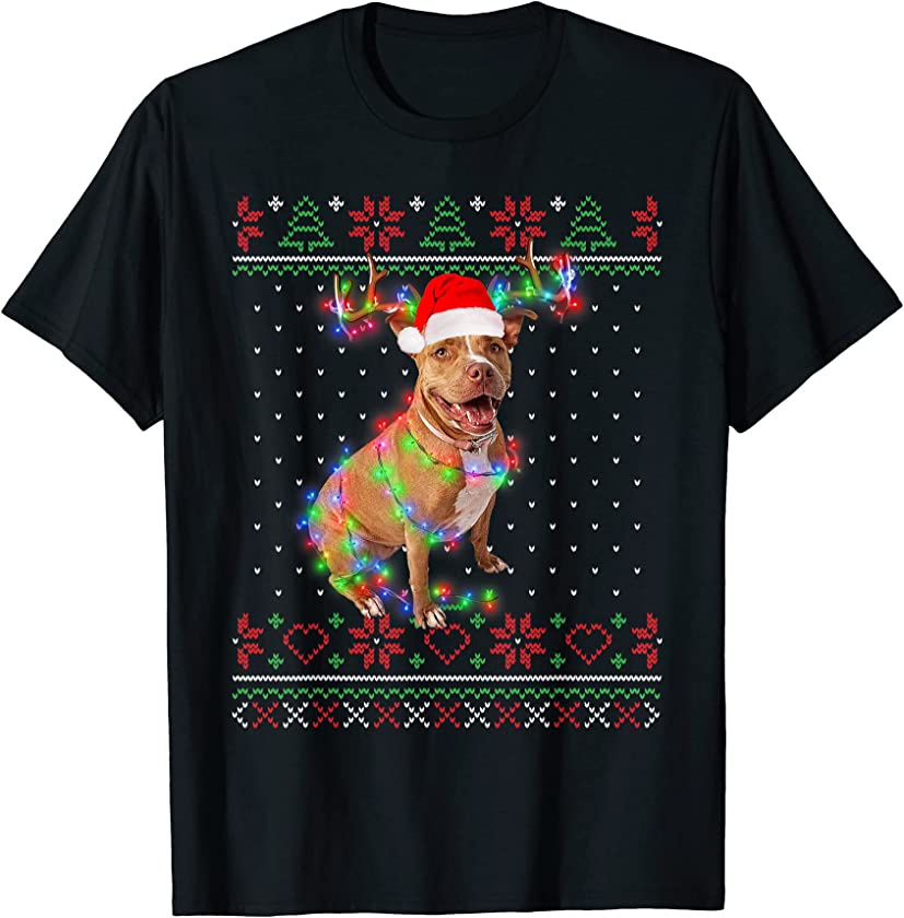 Pitbull Dog Ugly Sweater Christmas Puppy Dog Lover T-Shirt