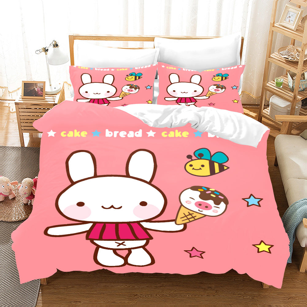 3D Cute Style Rabbit Ice Cream Quilt Cover Set Bedding Set Pillowcases  103