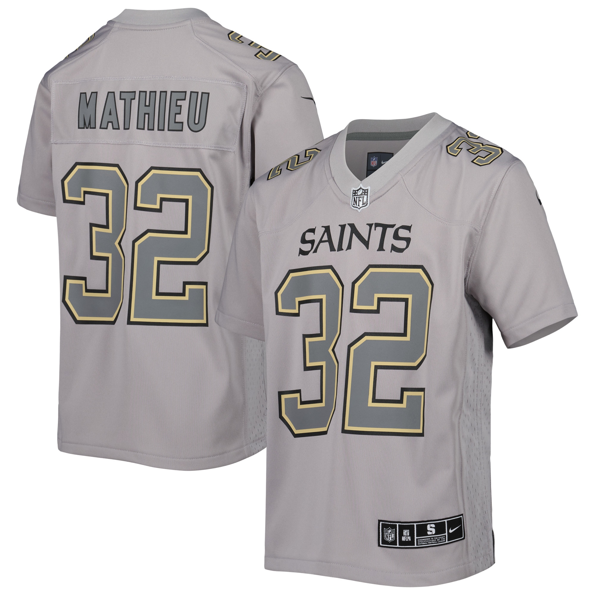 Youth New Orleans Saints Tyrann Mathieu Gray Atmosphere Game Jersey