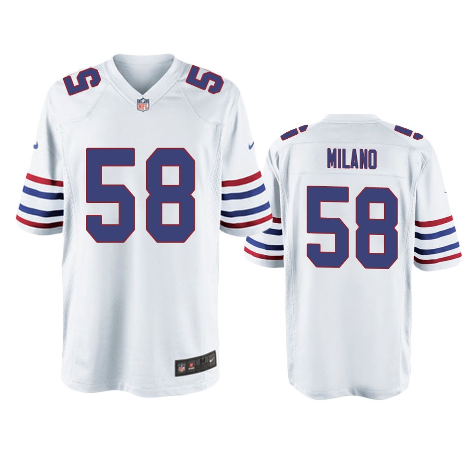 Buffalo Bills Matt Milano White Throwback Game Jersey – Men