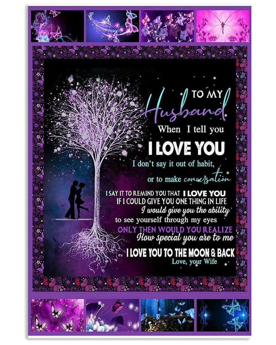 To My Husband I Love You To The Moon And Back Fleece Blanket Gift For Family,Birthday,Couple,Husband Gift Home Decor Bedding Couch Sofa Soft And Comfy