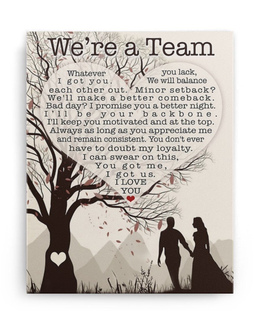 & Canvas | To My Husband | Couple We’Re A Team, Anniversary Gift, Wall Art Decor, Home Decor, Christmas Gift