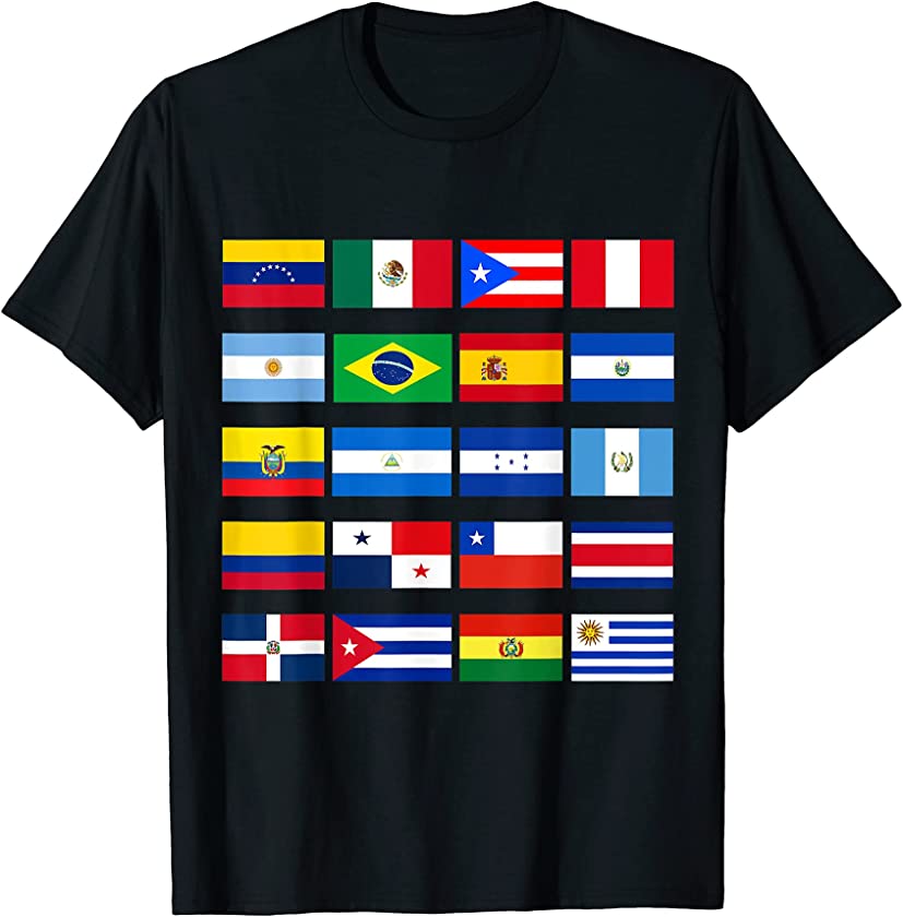 All Latin American Flags Latino Hispanic Heritage Month T-Shirt