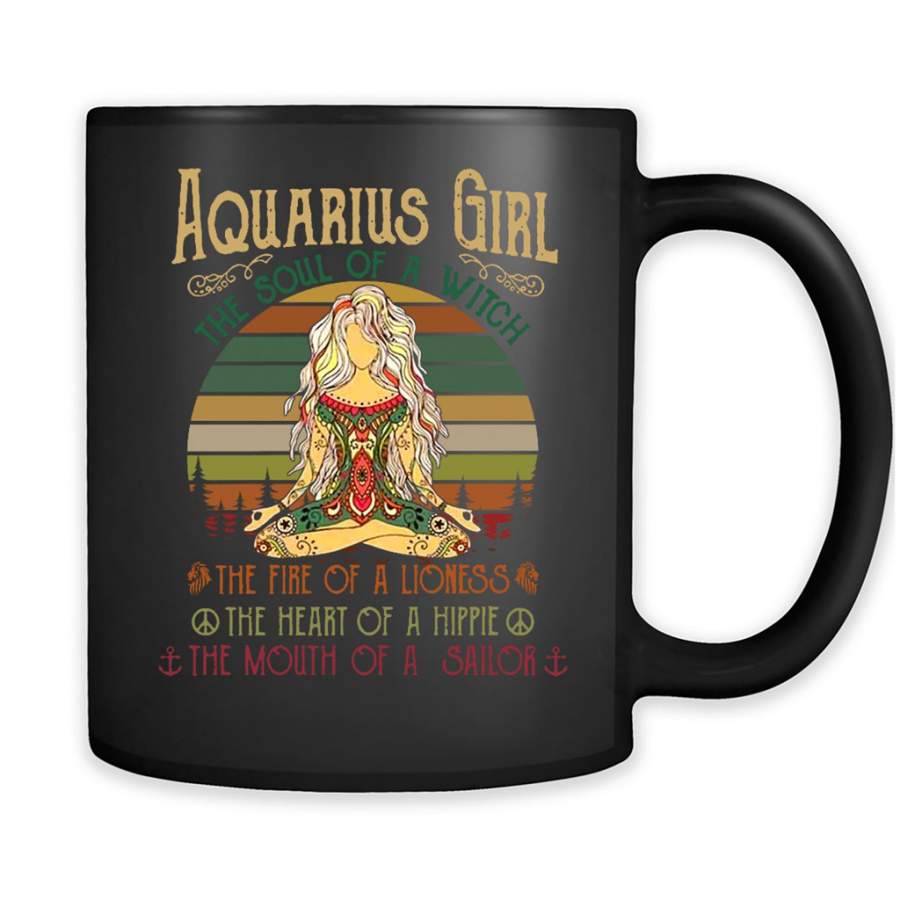 Aquarius Girl The Soul Of A Witch, Classic Vintage Retro Design – Full-Wrap Coffee Black Mug