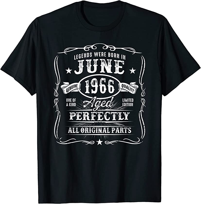 Vintage Made In June 1966 Birthday Limited 55 Years Old T-Shirt