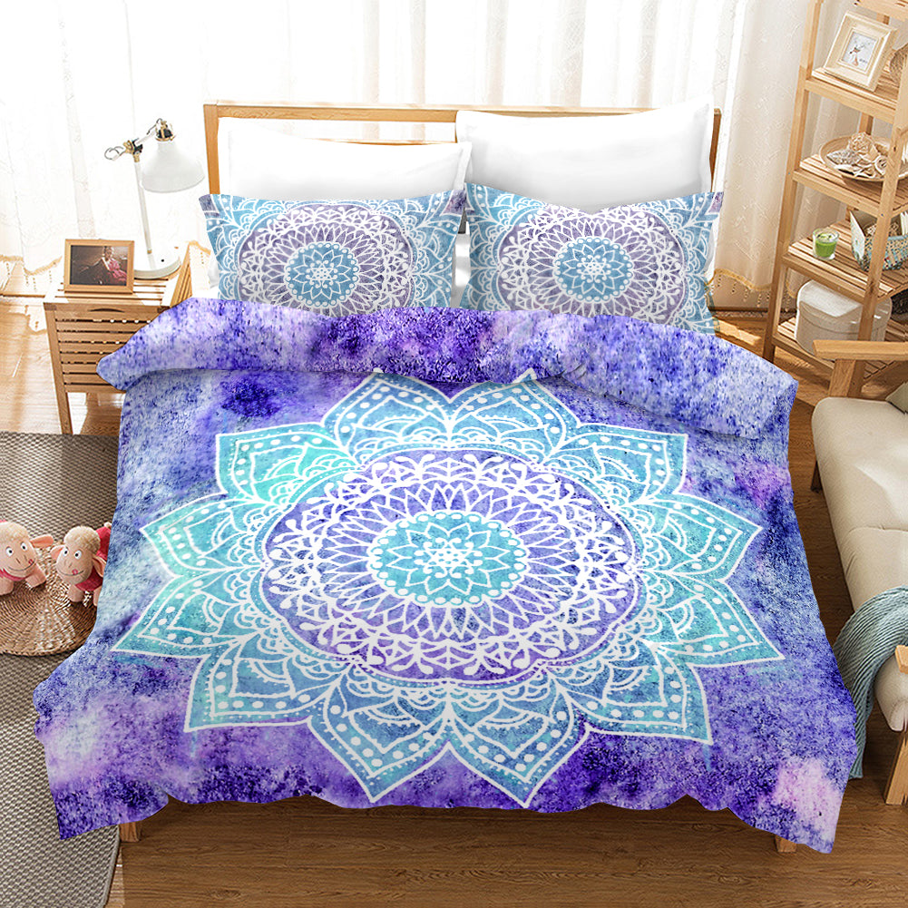 3D Purple Bohemian Elephant Quilt Cover Set Bedding Set Pillowcases 106