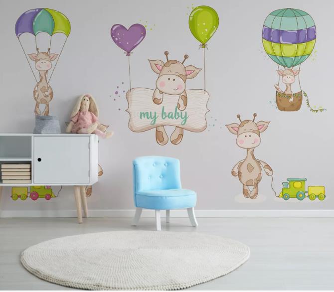 3D Cartoon Balloon Animal Wall Mural Wallpaper 103