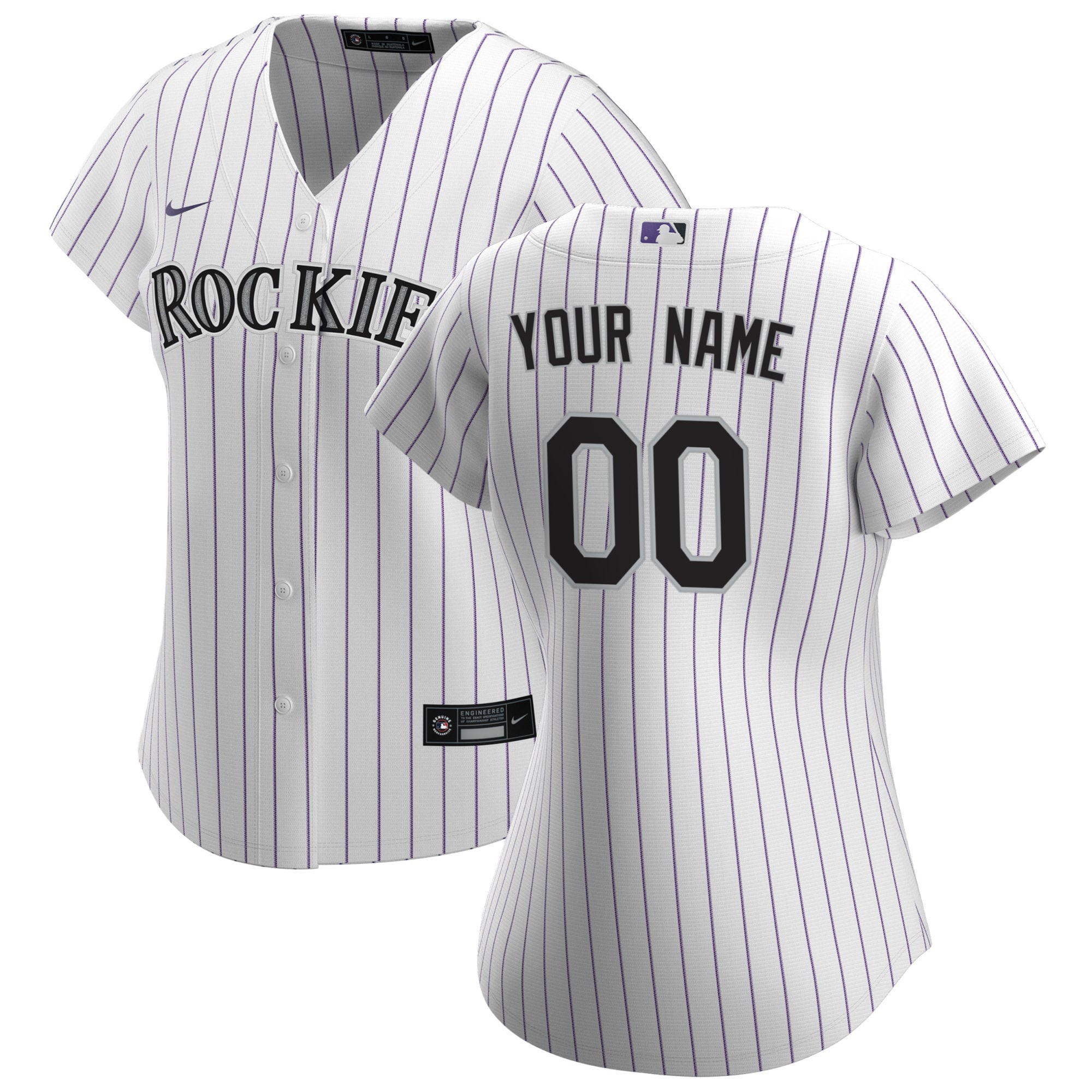 Colorado Rockies Womens Home Replica Custom Jersey – White Custom Jerseys MLB