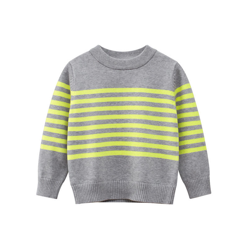 2021 Autumn Winter Children’s Sweater for Boys Girls Clothes 100% Cotton Stripe Kid’s Knitwear Casual Sport Sweaters alx