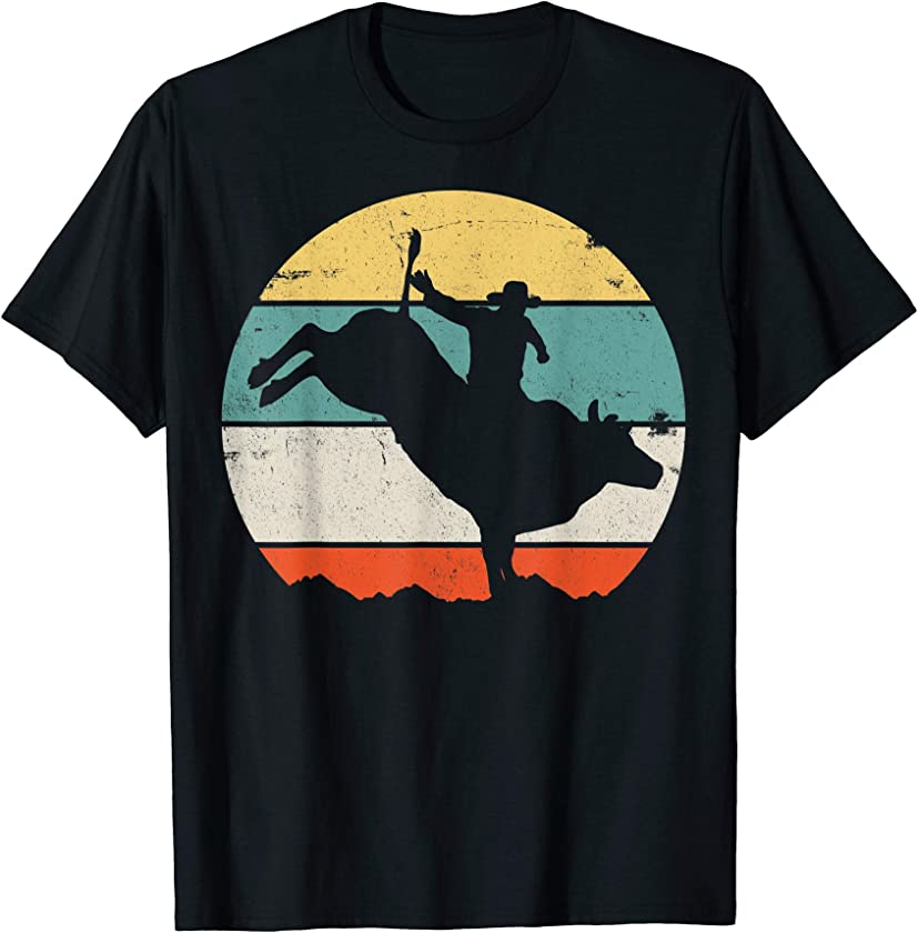 Bull Riding Rodeo Cowboy Western Country Retro Vintage T-Shirt