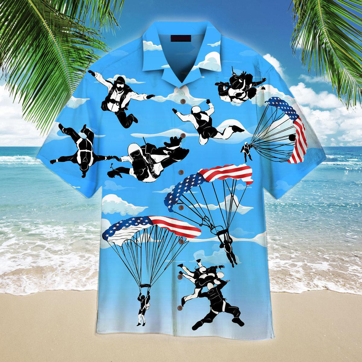 Free Skydiving American Flag Patriotism Aloha Hawaii Shirt Ha270