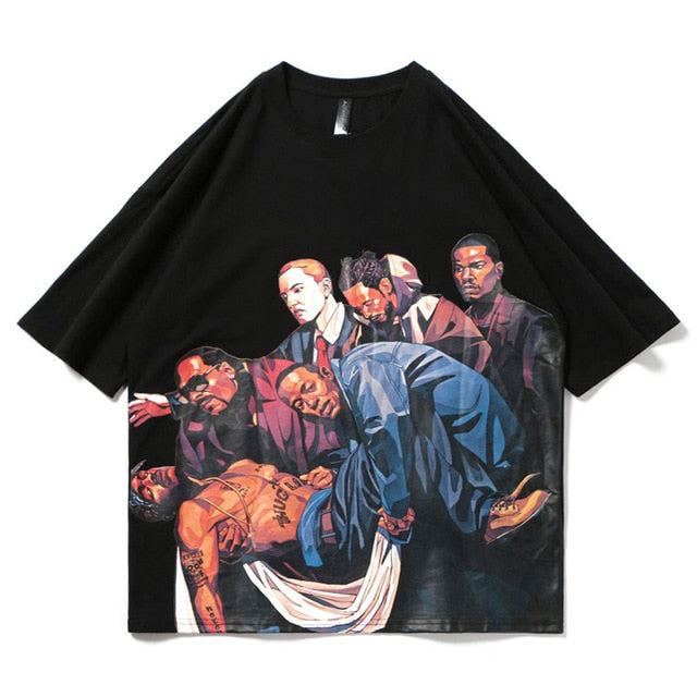 Tupac Death Printed Hip Hop Streetwear Loose Tees