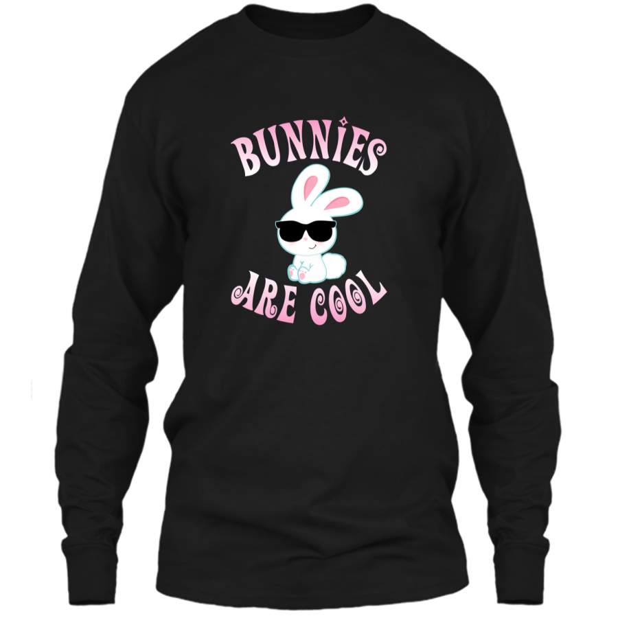 Bunny Shirt Bunnies Are Cool Cute Bunny Tee Girl Easter Gift LS Ultra Cotton Tshirt