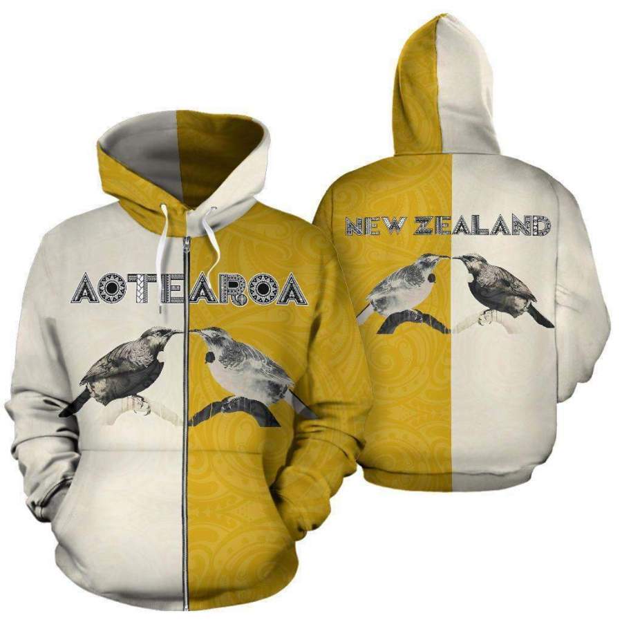 Aotearoa Tui Bird Hongi Zip Up Hoodie HC0917