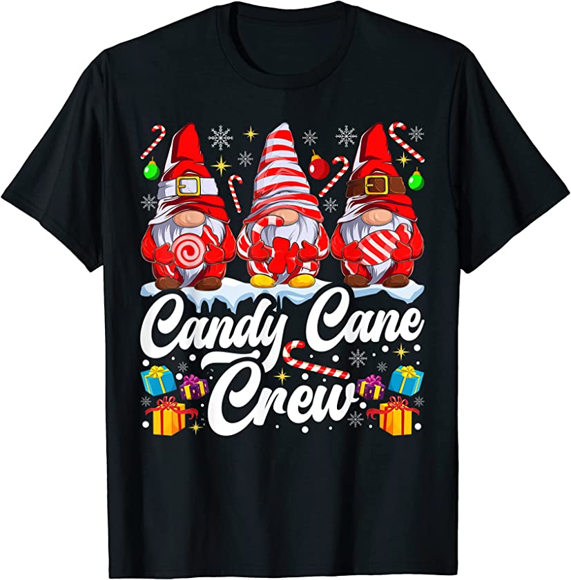 Candy Cane Crew Funny Christmas Candy Lover Gnome Xmas T-Shirt