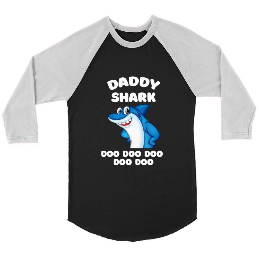 Daddy Shark Doo Doo Doo Doo Doo Doo, Father’s Day Gift – Canvas 3/4 Raglan Shirt