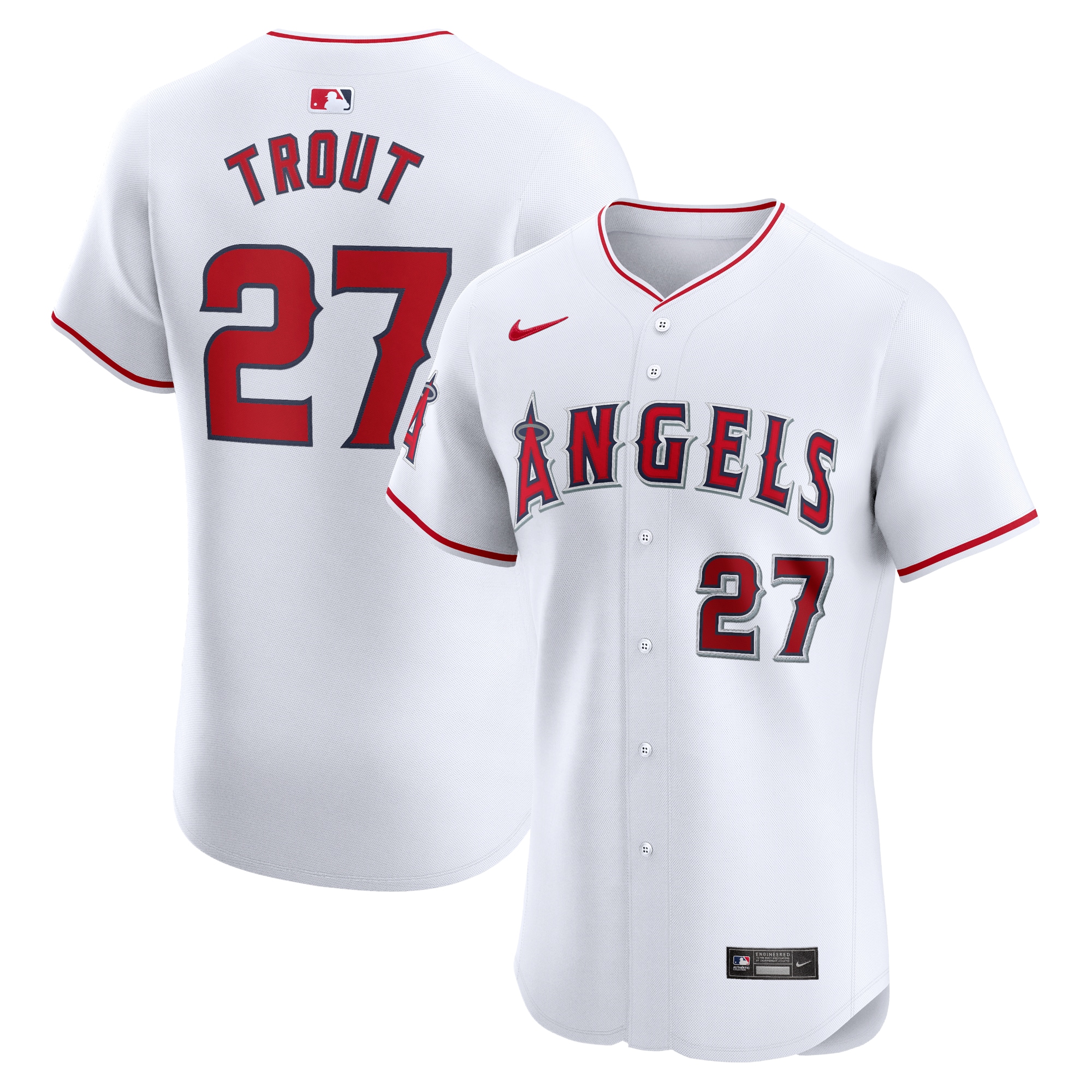 Mike Trout Los Angeles Angels Home Elite Player Jersey – White