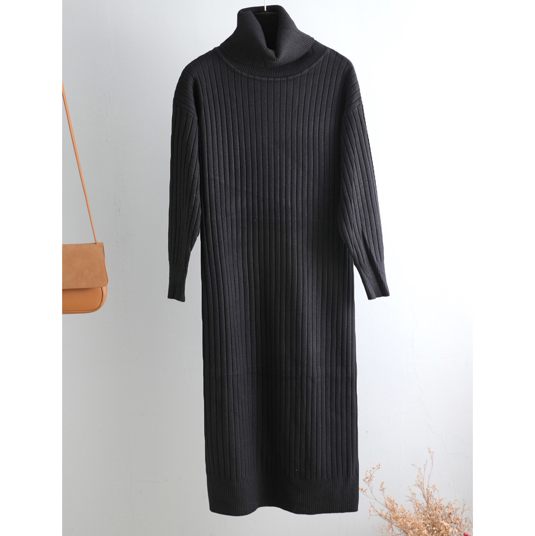 Autumn Winter Long highneck straight sweater Dress Women Casual oversize Sweater Dresses maix THICK basic Knit Dress alx