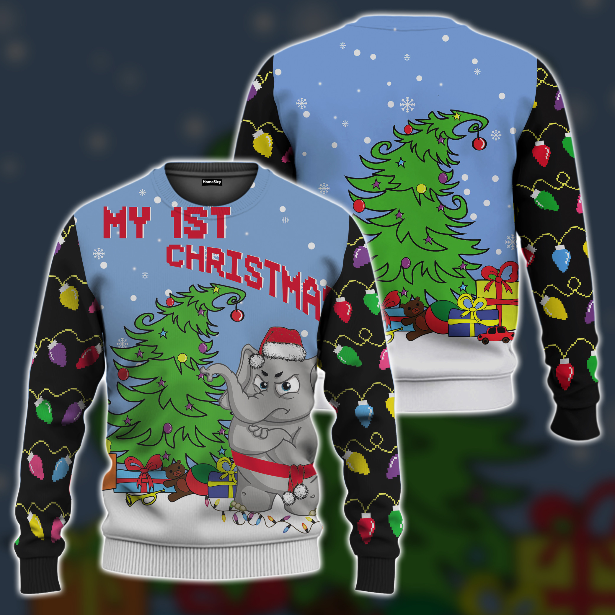 3D Printed 1St Ugly Christmas Of Elephant Best Gift For Xmas Sweatshirt Qt211631Hc