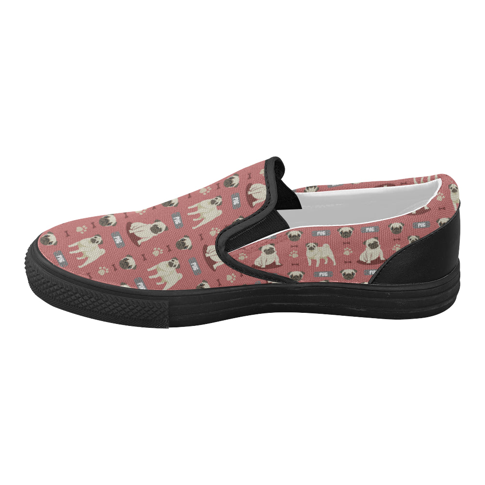 Pug Pattern Black Women’s Slip-on Canvas Shoes