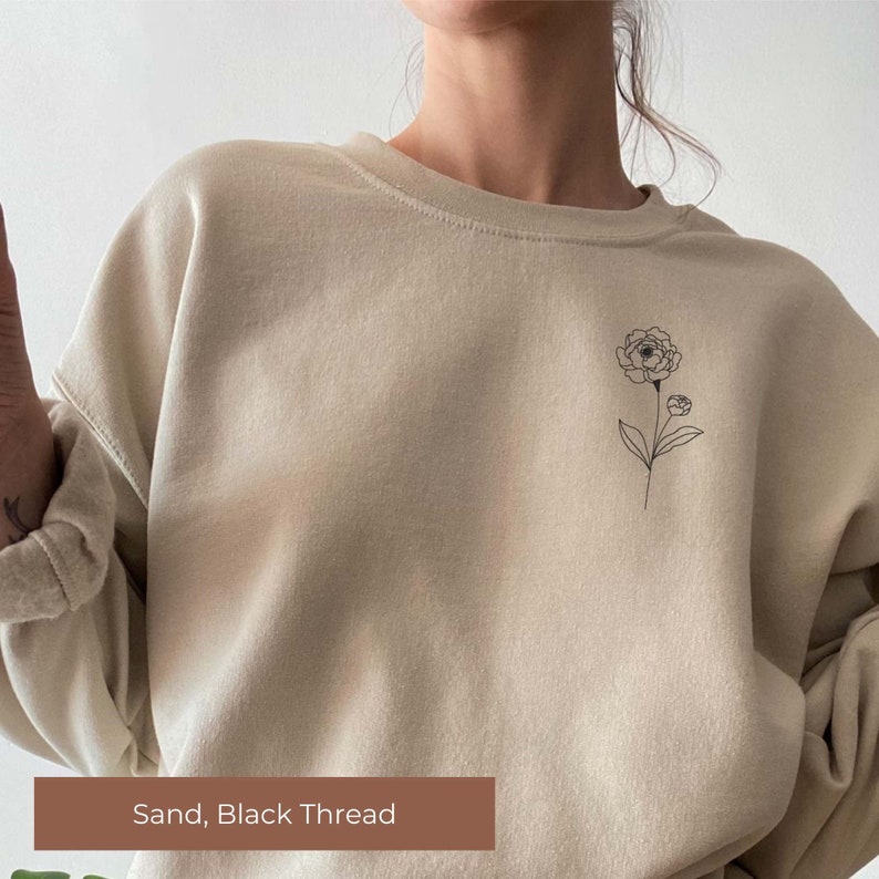 Flower Embroidered Sweatshirt 2D Crewneck Sweatshirt All Over Print Sweatshirt For Women Sweatshirt For Men Sws3411