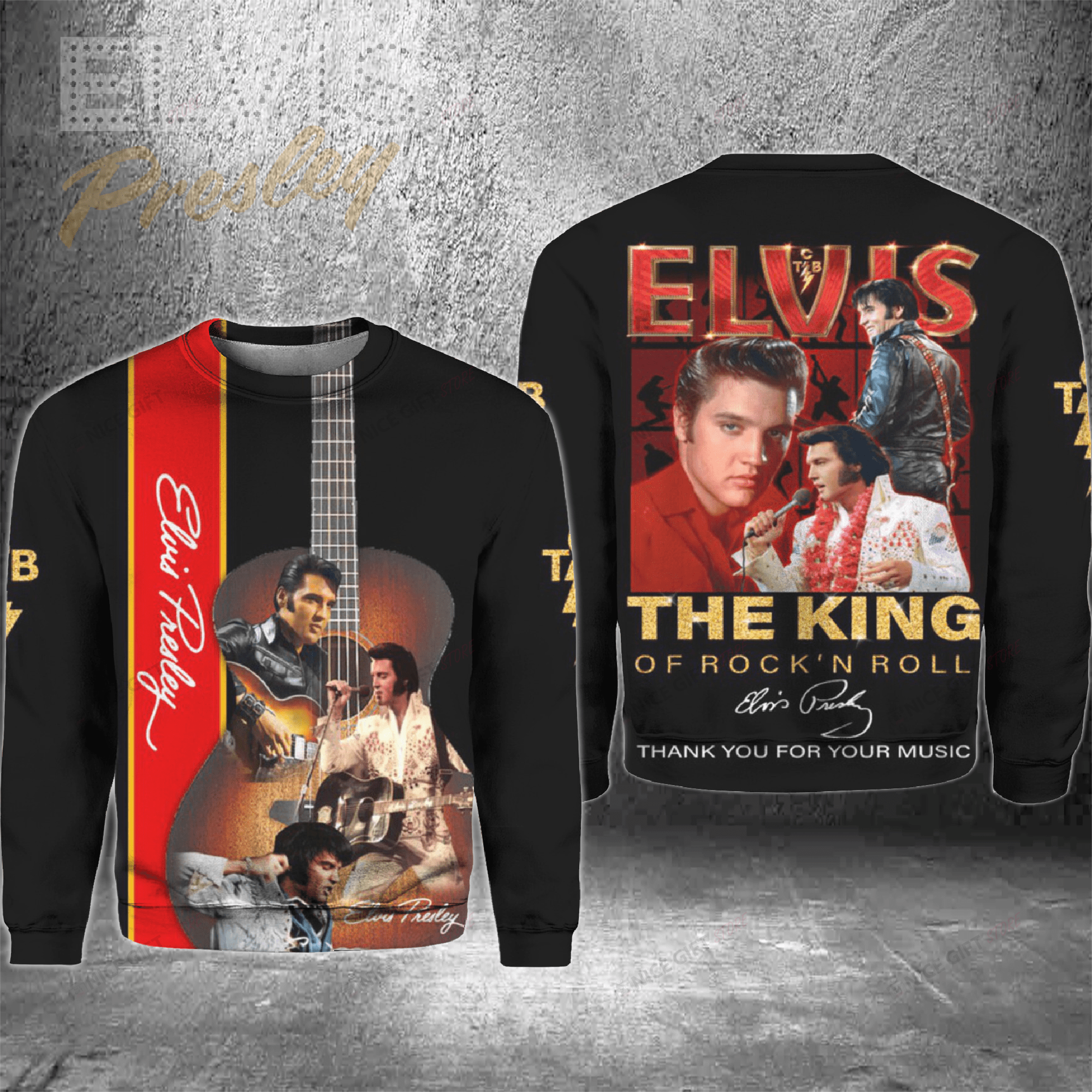 Elvis Presley Crewneck Sweatshirt 3Cs-M5R8
