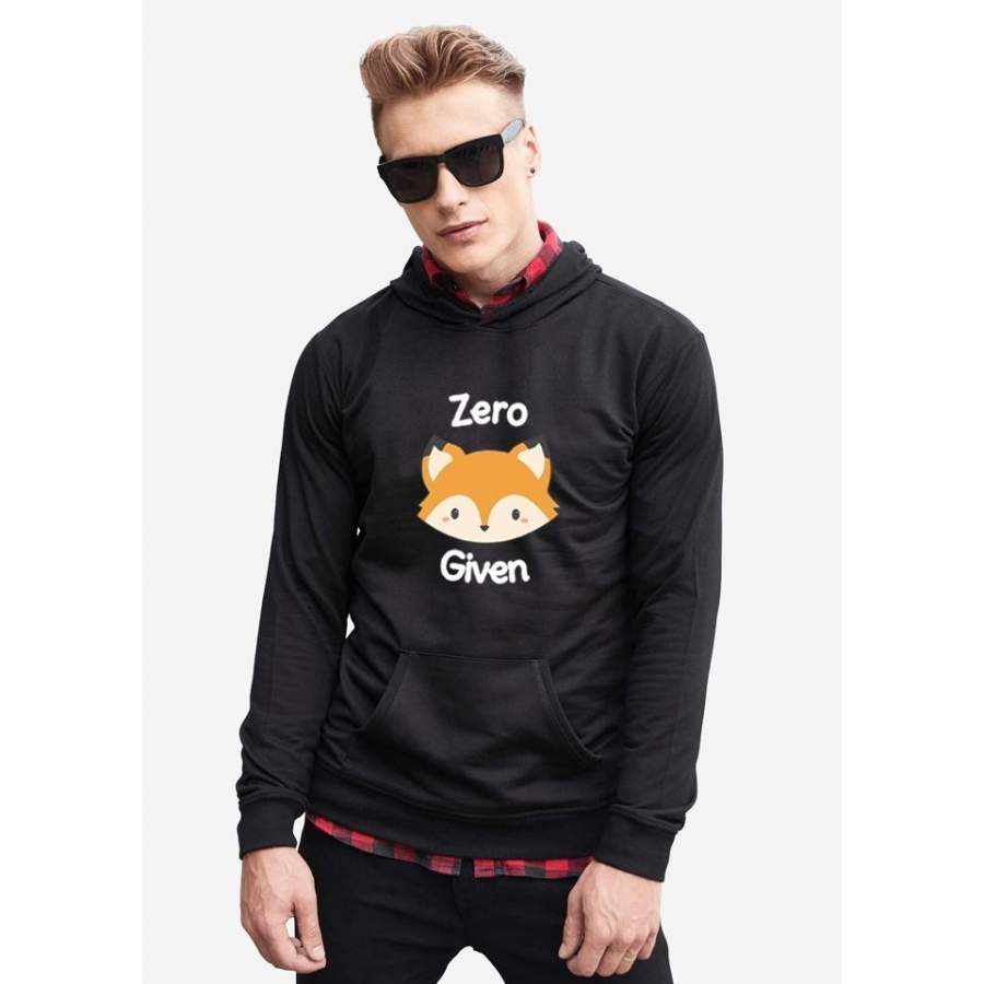 Zero Fox Cute Pattern Mens Hoodie Long Sleeve Black or White Pullover Sweatshirt S-3XL