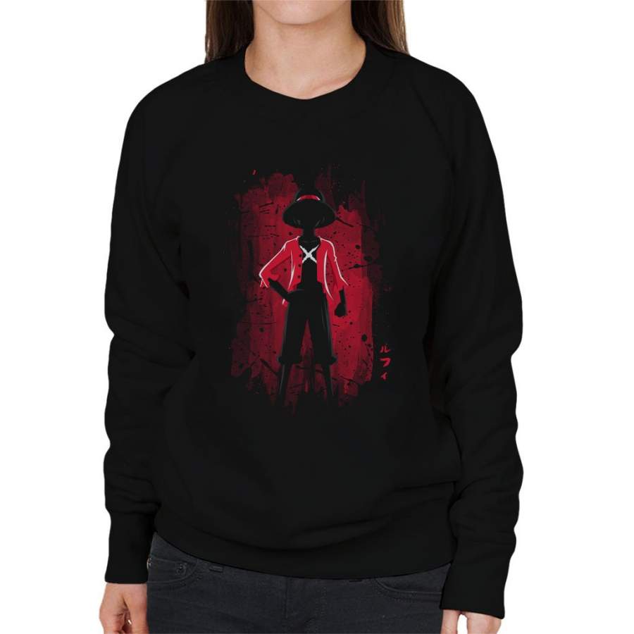 Monkey D Luffy Silhouette Red Shadow One Piece Women’s Sweatshirt