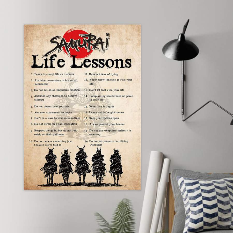 Samurai Life Lessons Vintage Unique  Poster  Gift  For Samurai Lovers