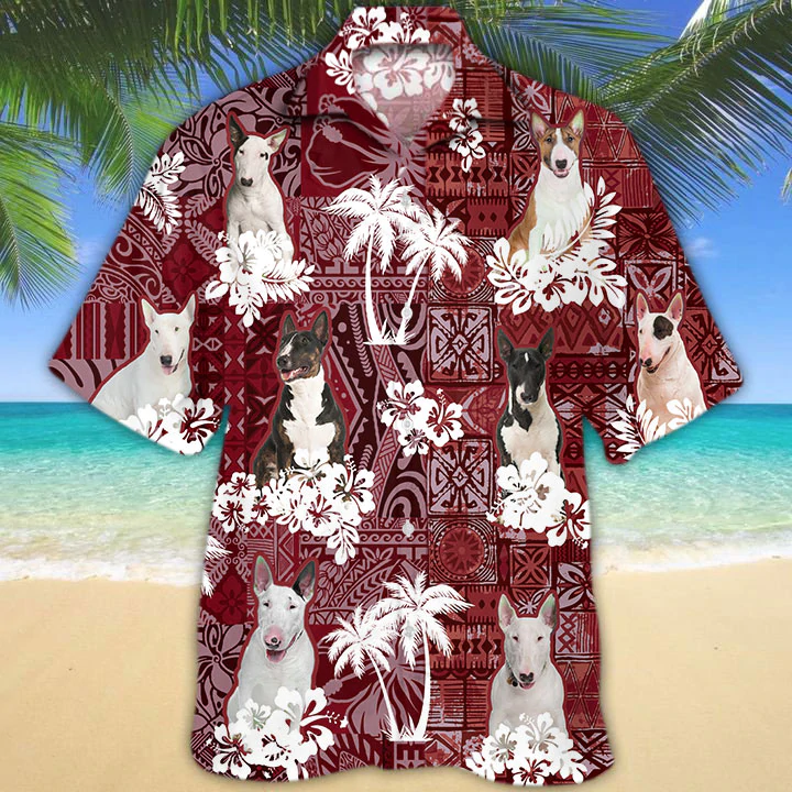 Bull Terrier Red Hawaii Animal Summer Dog Lover Hawaii Shirt Men Ha31060