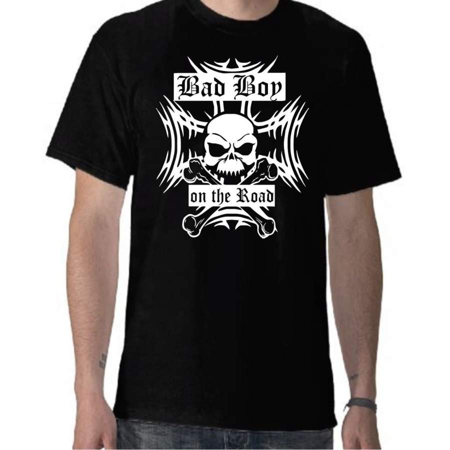 Biker Totenkopf Skull Motorrad Bad Boy Motiv Mens Cotton Short Sleeve T-Shirt