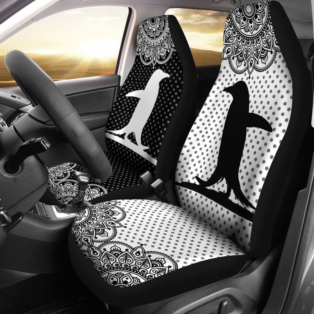 FUN CAR DECOR PENGUIN BLACK WHITE SEAT COVERS