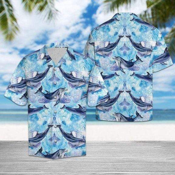 Dolphin Blue Sea Summer Vibe Hawaiian Aloha Shirts Dh