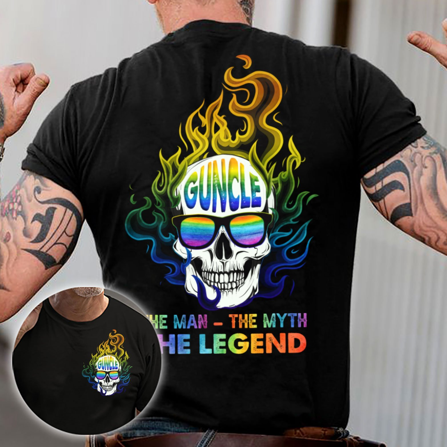 Gay Pride Shirts, Lgbt Rainbow Guncle The Man The Myth The Legend Shirts For Gift To Gay Man