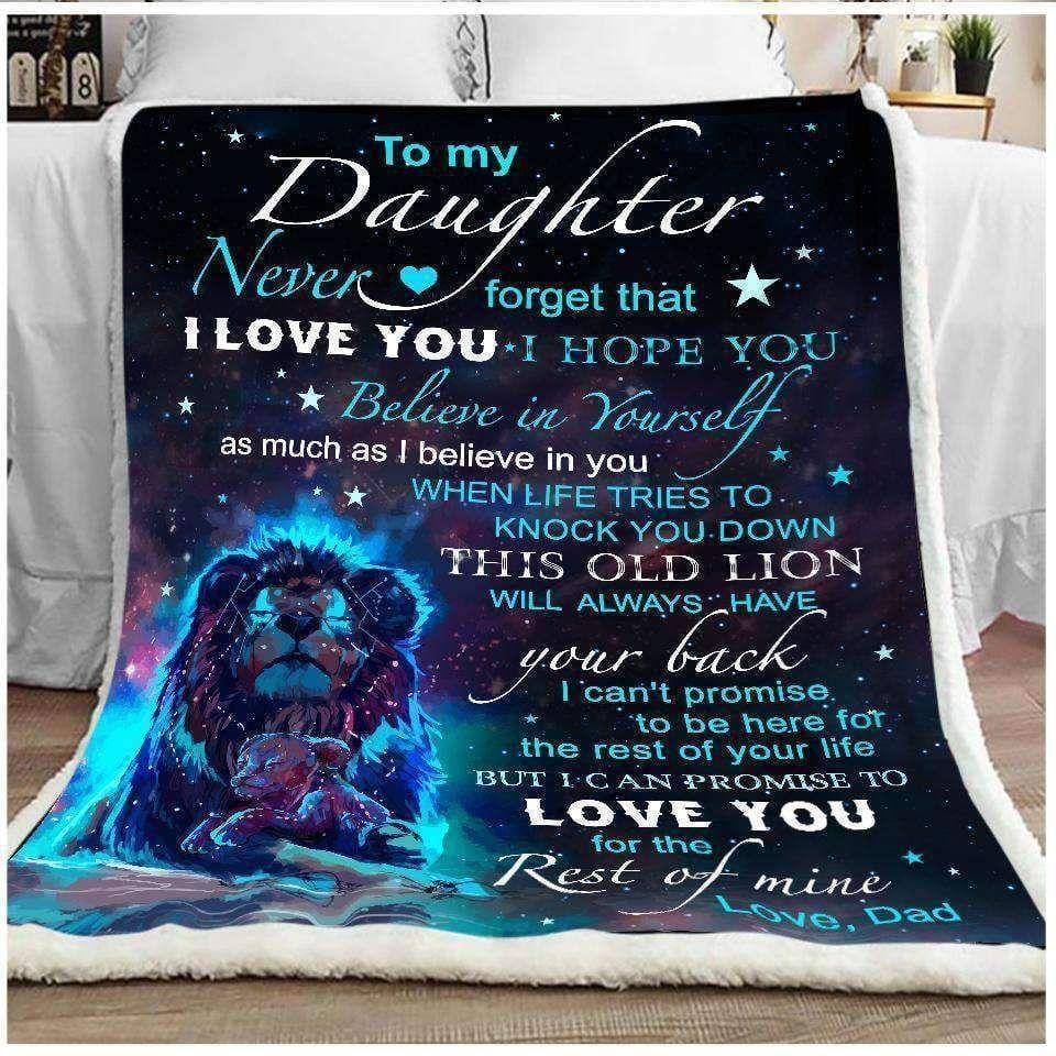 This Old Lion Will Always Have Your Back Giving Daughter Blanket Cozy Sherpa Blanket, Gift Fleece Blanket, Custom Blankets, Blanket Sofa Bed, Photo Blanket, 3d Print Blanket