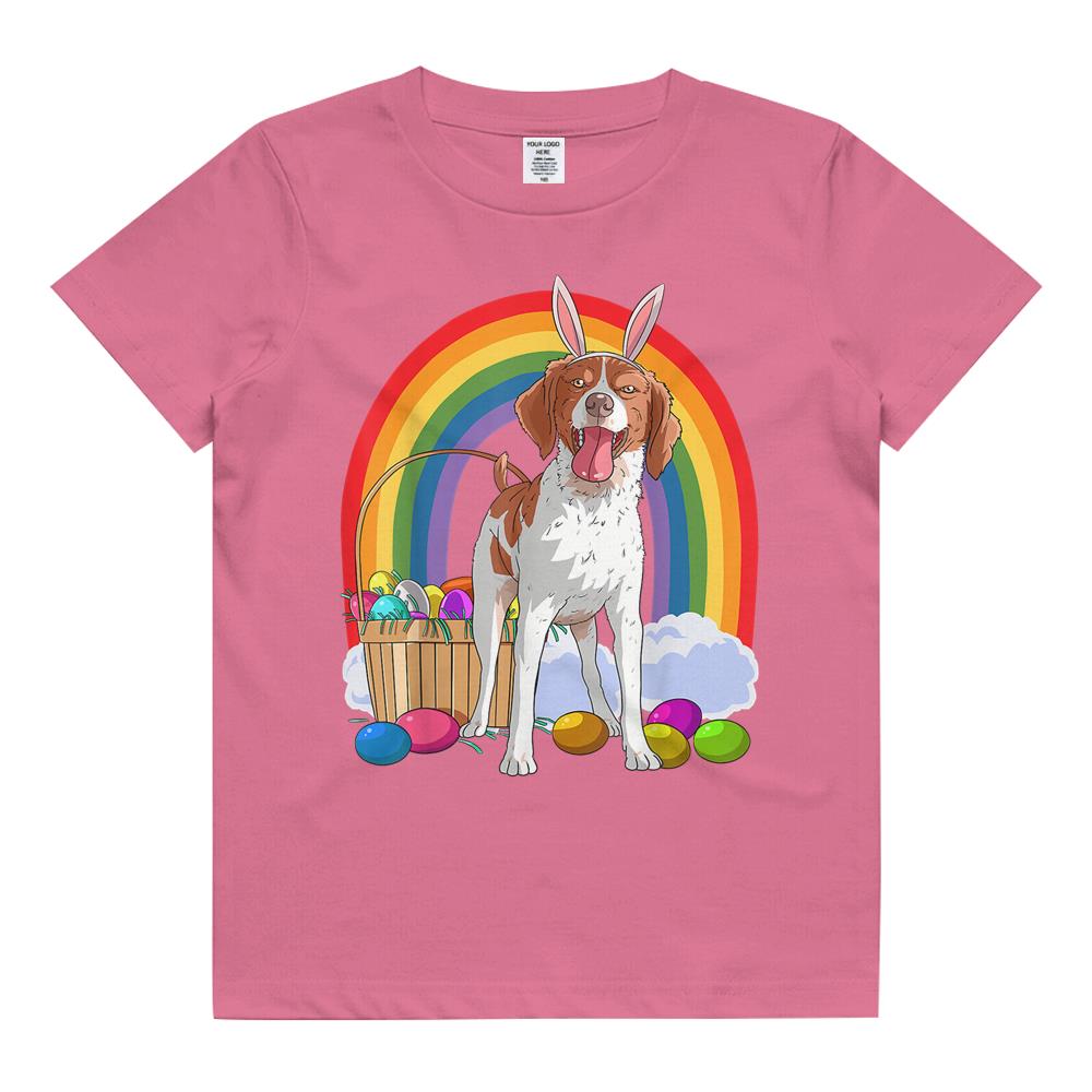 Brittany Spaniel Easter Eggs Bunny Dog Kids T Shirt