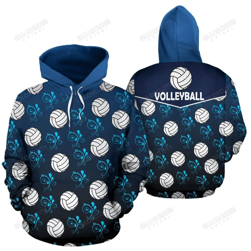 Volleyball Flower Blue Hoodie Tv056254