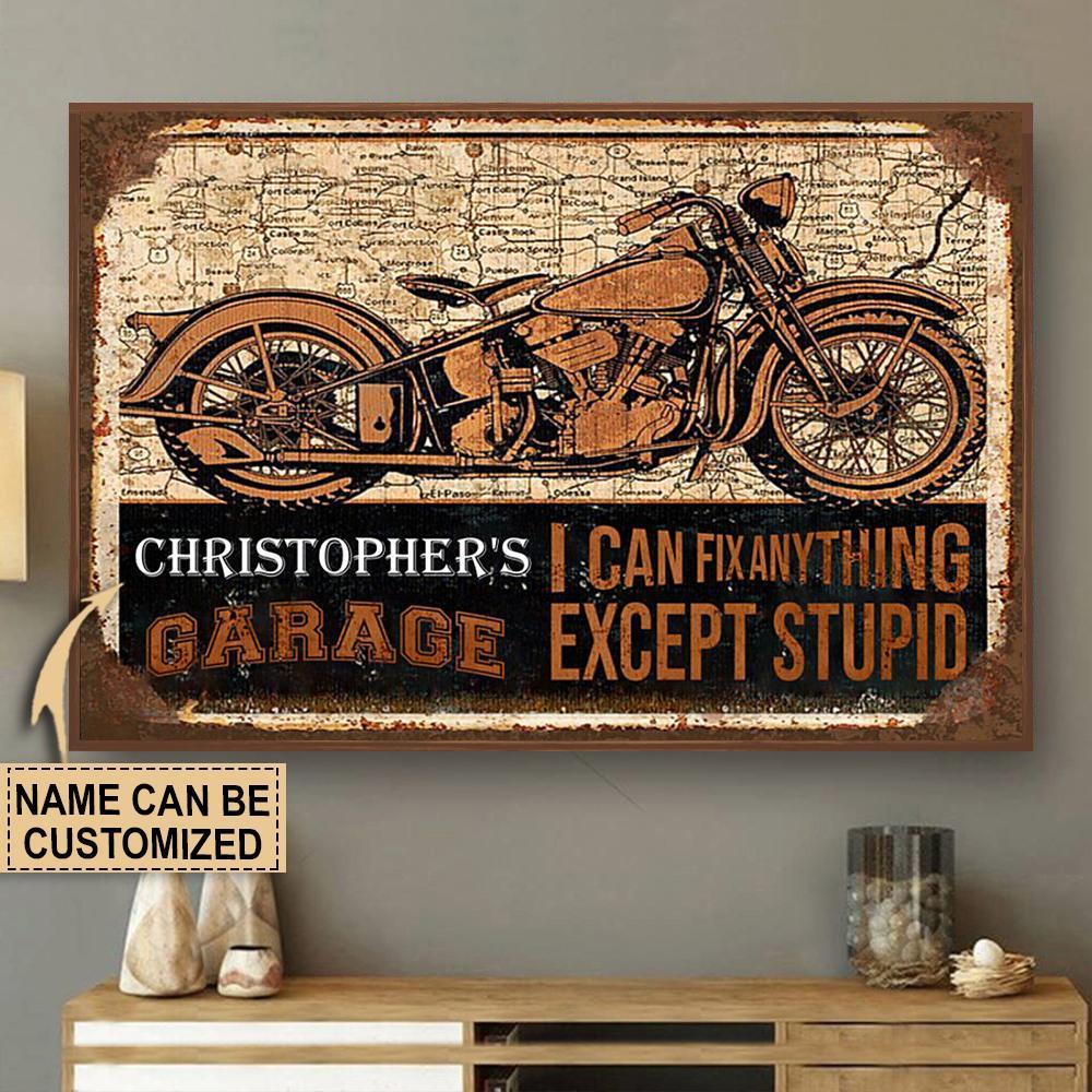 Aeticon Gifts Personalized Motorcycle Garage Sign Fix Anything Canvas Mom Dad Gift Home Decor