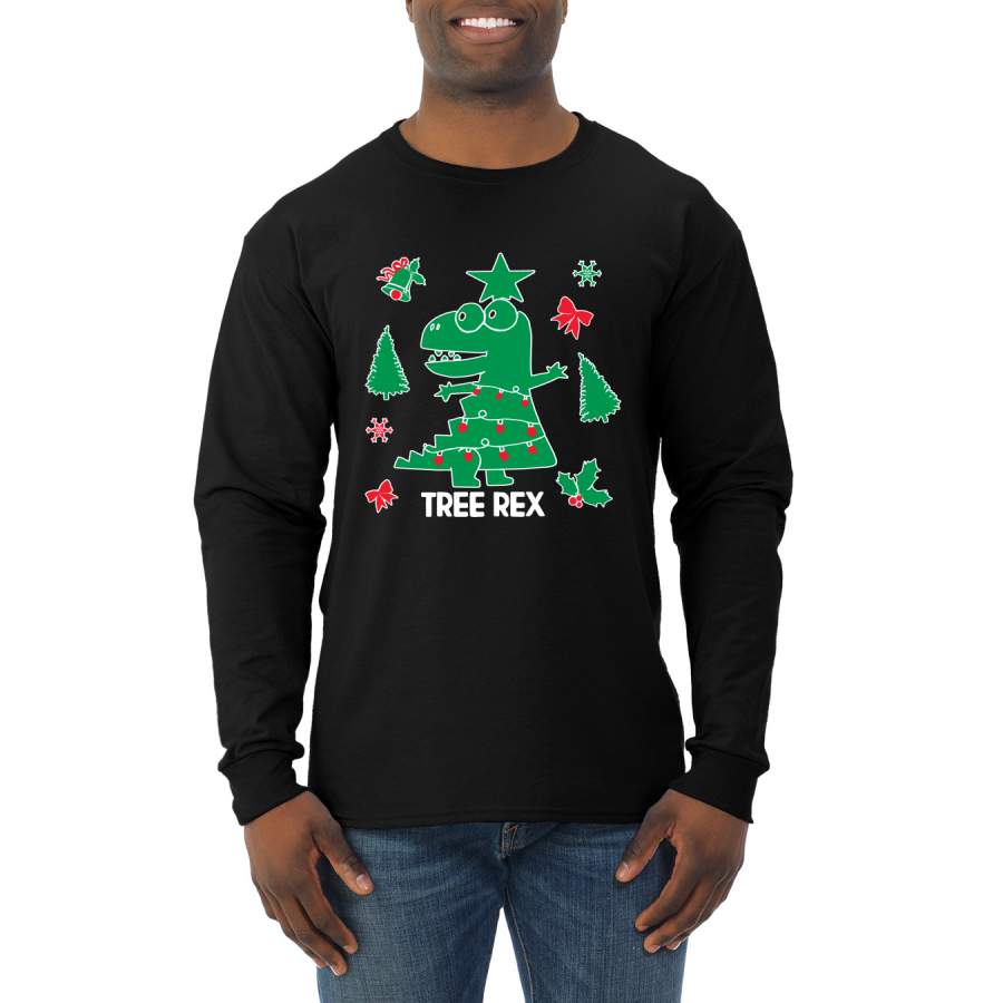 Christmas Trex Tree Rex Ugly Christmas Sweater Christmas Mens Long Sleeve Shirt