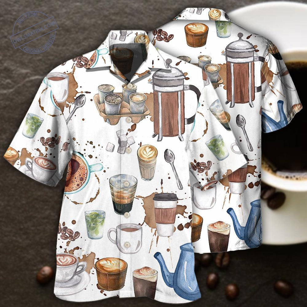 Coffee Lover White Style Hawaii Shirt Ha105705